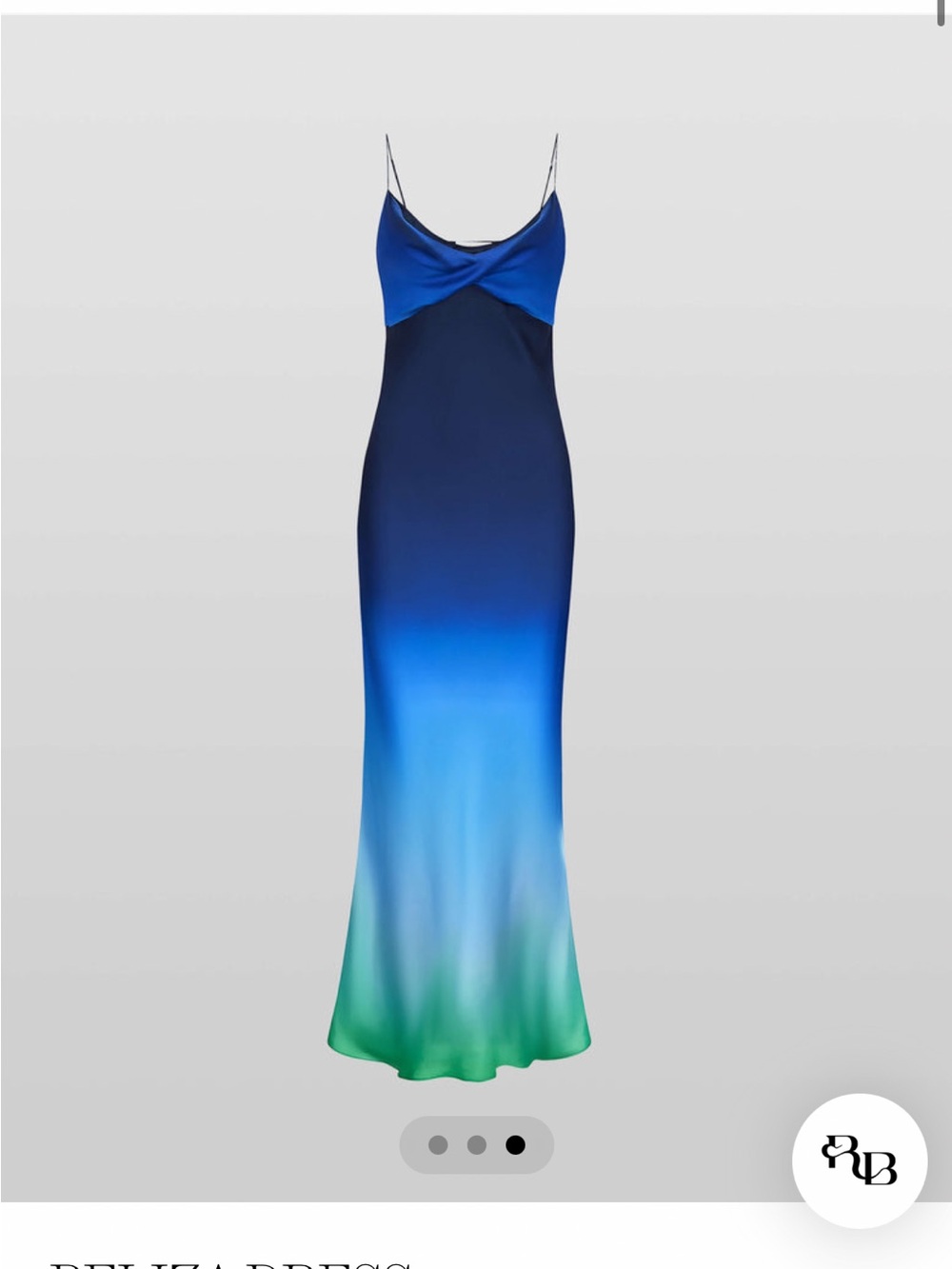 Rat & Boa Blue to Green Ombre Satin Slip Maxi Dress